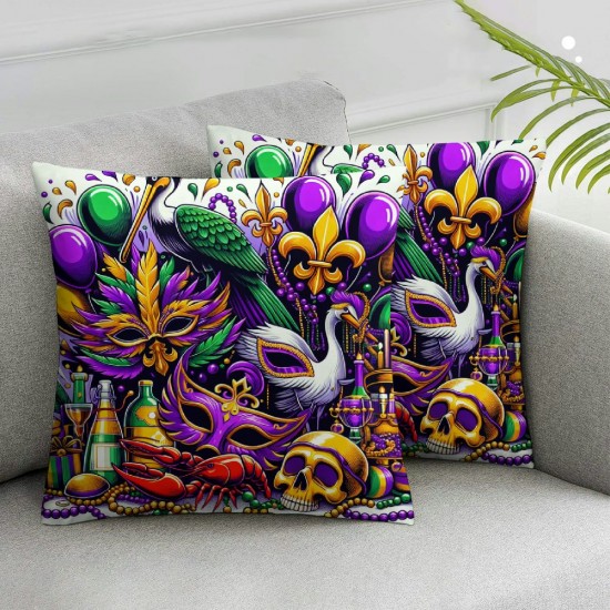  Mardi Gras Pillow Covers  Throw Pillow Covers Fleur De Lis Living Room Decorative Pillowcase Cushion Case for Sofa Couch