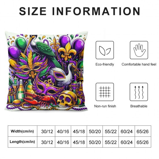  Mardi Gras Pillow Covers  Throw Pillow Covers Fleur De Lis Living Room Decorative Pillowcase Cushion Case for Sofa Couch