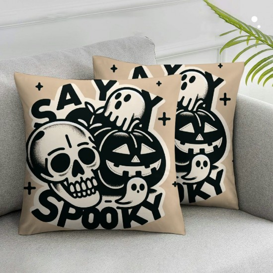 Halloween Pillow Covers Skull Ghost Pillowcase Holiday Farmhouse Throw Pillows Indoor Outdoor Couch Cushion Case for Home Sofa Decor