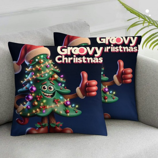 Christmas Pillow Covers Pink Throw Pillows Snowman Tree Retro Pillowcase Home Decor Living Room House Decorative Cushion Case for Sofa Couch