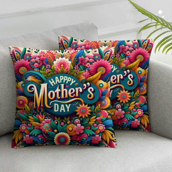  Happy Mothers Day Pillow Covers Flowers Floral Throw Pillow Case Sofa Bedroom Living Room Cushion Case Farmhouse Decorations