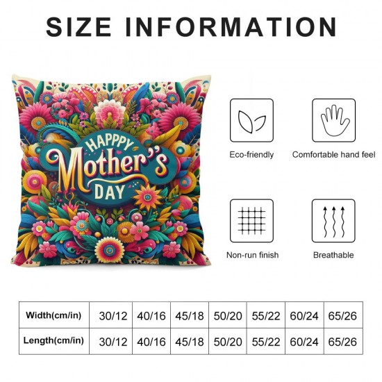  Happy Mothers Day Pillow Covers Flowers Floral Throw Pillow Case Sofa Bedroom Living Room Cushion Case Farmhouse Decorations