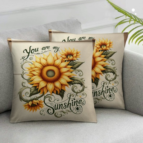  Summer Pillow Covers Hello Sunflower Pillows Case Decorations Throw Pillow Covers Farmhouse Decor Linen Cushion Case for Sofa Couch Bed