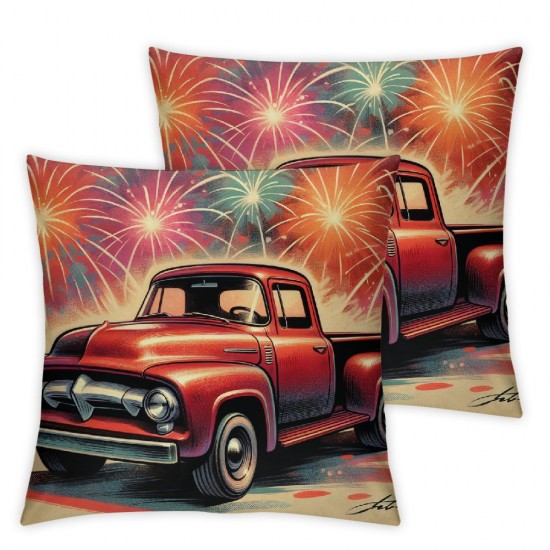 of July Pillow Covers American Land That I Love Throw Pillow Covers Truck with Flowers Flag Cushion Case Pillowcase Decorations for Sofa Couch