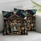  Christmas Pillow Covers Snow Scene Throw Pillow Covers Christmas Pillowcase Home Decor Living Room House Decorative Cushion Case for Sofa Couch