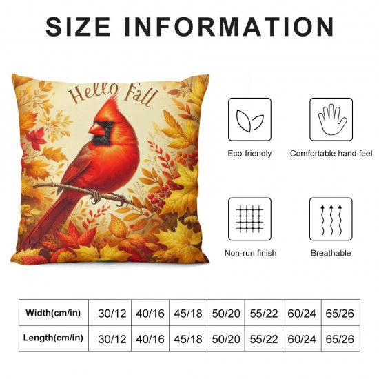  Fall Pillow Covers Cardinal Bird Throw Pillowcase Thanksgiving Holiday Home Decor Sofa Bedroom Cushion Case Outdoor Indoor Decorations