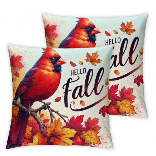  Fall Pillow Covers  Cardinal Bird Throw Pillowcase Thanksgiving Holiday Home Decor Sofa Bedroom Cushion Case Outdoor Indoor Decorations