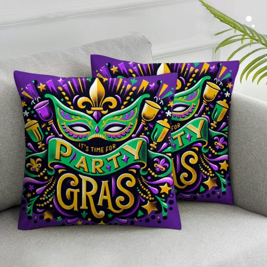  Mardi Gras Pillow Covers Throw Pillow Covers Masquerade Mask Living Room Decorative Pillowcase Cushion Case for Sofa Couch