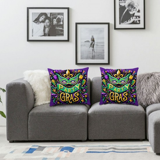  Mardi Gras Pillow Covers Throw Pillow Covers Masquerade Mask Living Room Decorative Pillowcase Cushion Case for Sofa Couch