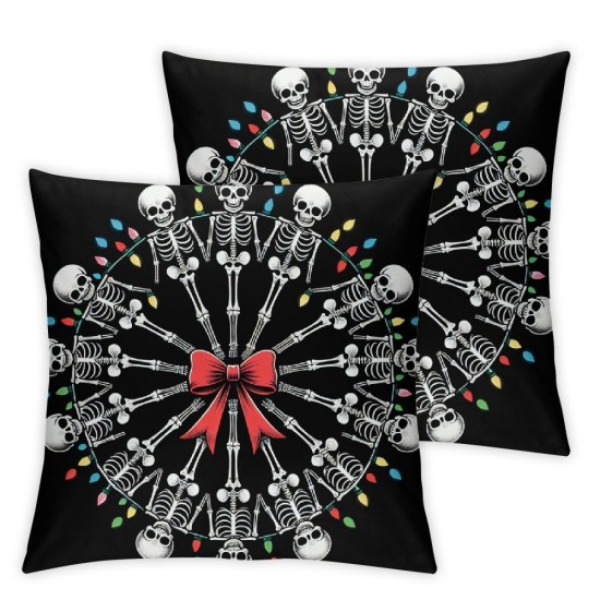  Christmas Pillow Covers Dancing Skeleton Black Throw Pillow Covers Pillowcase Home Decor Living Room Decorative Cushion Case for Sofa