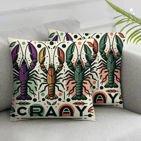  Mardi Gras Pillow Covers Let's Get Cray Throw Pillow Covers Living Room Decorative Pillowcase Cushion Case for Sofa Couch