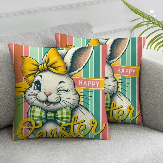  Pillow Covers Retro Throw Pillowcase Happy Decorative Pillows Home Sofa Bedroom Decor Cushion Case Spring Seasonal Decorations