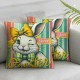  Pillow Covers Retro Throw Pillowcase Happy Decorative Pillows Home Sofa Bedroom Decor Cushion Case Spring Seasonal Decorations