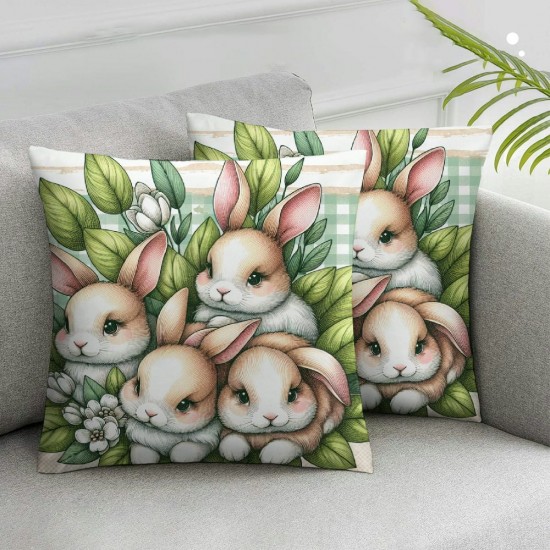 Ulloord Throw Pillow Cover, Eucalyptus Leaves Hello Spring Cushion Case Decoration for Sofa Couch