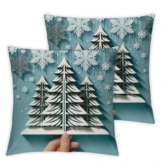 Ulloord Christmas Trees Throw Pillow Cover, Winter Holiday Cushion Case Decoration for Sofa Couch