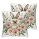 Ulloord Throw Pillow Cover, Rabbit Spring Flower Cushion Case Decoration for Sofa Couch