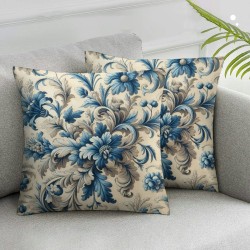 Ulloord  Chinoiserie Flowers Trees Blue Throw Pillow Cover,  Floral Cushion Case Outdoor Decoration for Sofa Couch Farmhouse