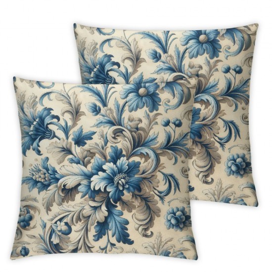 Ulloord  Chinoiserie Flowers Trees Blue Throw Pillow Cover,  Floral Cushion Case Outdoor Decoration for Sofa Couch Farmhouse