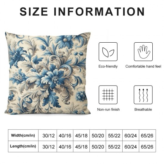 Ulloord  Chinoiserie Flowers Trees Blue Throw Pillow Cover,  Floral Cushion Case Outdoor Decoration for Sofa Couch Farmhouse