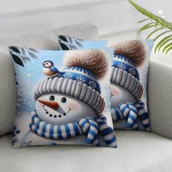 Ulloord Winter Snowman Christmas Throw Pillow Covers, Xmas Tree Winter Holiday Cushion Case Decoration for Sofa Couch