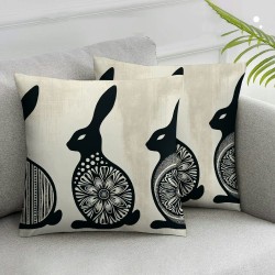 Ulloord  Easter Rabbits Throw Pillow Cover, Black and White Spring Holiday Party Cushion Case Decoration for Sofa Couch