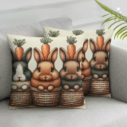 Ulloord Throw Pillow Cover, Basket Rabbit Cushion Case Decoration for Sofa Couch