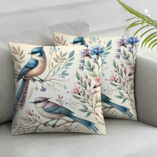 Ulloord  Spring Saying Flowers Butterfly Throw Pillow Covers,  Home Sweet Home Blue Cushion Case for Sofa Couch