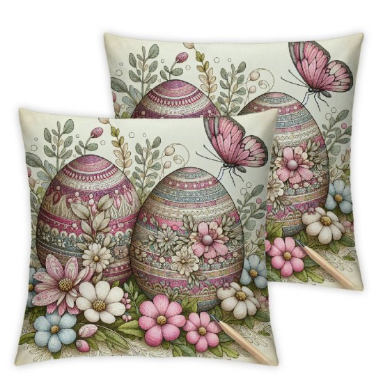 Ulloord Green Throw Pillow Covers,Easter Eggs Spring Cushion Case for Sofa Couch