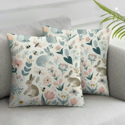 Ulloord Hello Spring Flowers Throw Pillow Covers, Pink Cushion Case Decoration for Sofa Couch