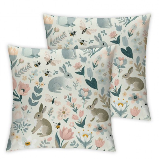 Ulloord Hello Spring Flowers Throw Pillow Covers, Pink Cushion Case Decoration for Sofa Couch