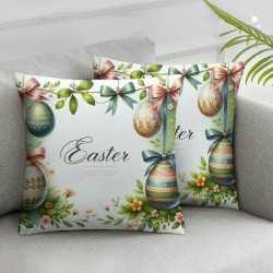 Ulloord Eggs Colorful Throw Pillow Cover, Happy Stripes Cushion Case Decoration for Sofa Couch