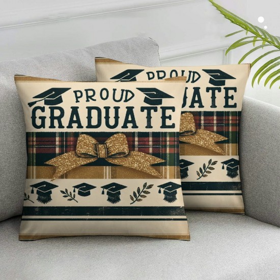 Ulloord  Stripes Throw Pillow Covers,Proud Graduate You Did It Cushion Case for Sofa Couch