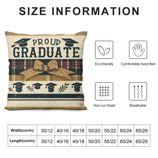 Ulloord  Stripes Throw Pillow Covers,Proud Graduate You Did It Cushion Case for Sofa Couch