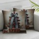 Ulloord Christmas Snowman Gloves Throw Pillow Covers, Winter Holiday Stripes Cushion Case Decoration for Sofa Couch