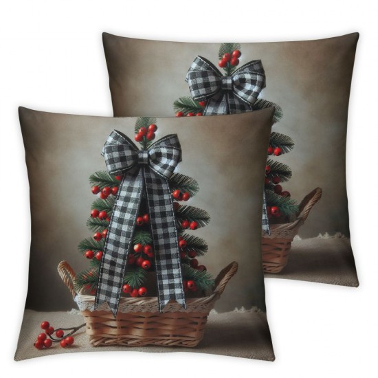 Ulloord Christmas Snowman Gloves Throw Pillow Covers, Winter Holiday Stripes Cushion Case Decoration for Sofa Couch