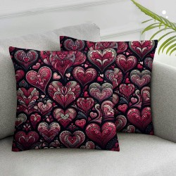 Ulloord Valentine's Day Love You More Pink Throw Pillow Covers, Valentine Heart Stripes Wedding Cushion Case Decoration for Sofa Couch