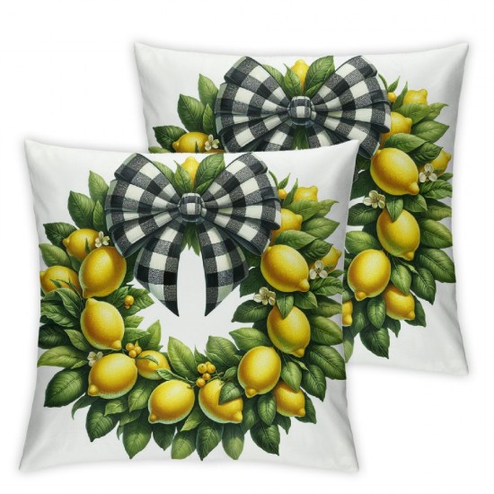 Ulloord  Home Sweet Home Lemon Lamb Ear Wreath Throw Pillow Covers,  Bless Our Home Summer Cushion Case for Sofa Couch