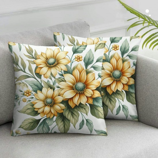 Ulloord  Home Sweet Home Spring Summer Flowers Yellow Throw Pillow Covers,  Cushion Case for Sofa Couch