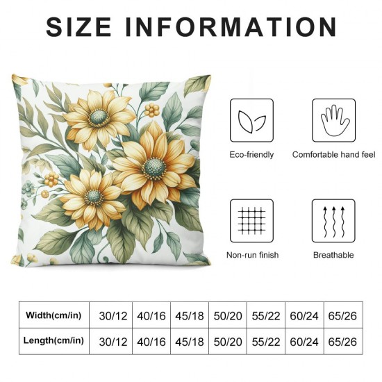 Ulloord  Home Sweet Home Spring Summer Flowers Yellow Throw Pillow Covers,  Cushion Case for Sofa Couch