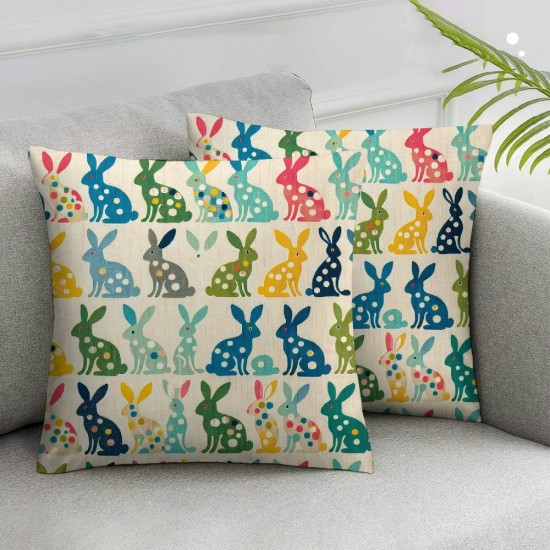 Ulloord  Bunny Easter Polka Dot Throw Pillow Cover, Colorful Rabbit Cushion Case Decoration for Sofa Couch