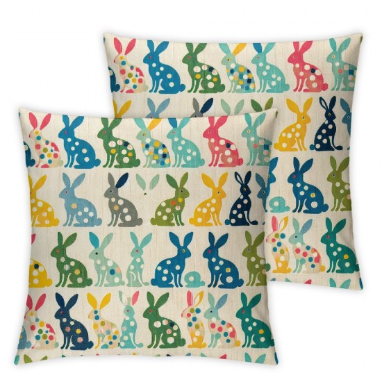 Ulloord  Bunny Easter Polka Dot Throw Pillow Cover, Colorful Rabbit Cushion Case Decoration for Sofa Couch