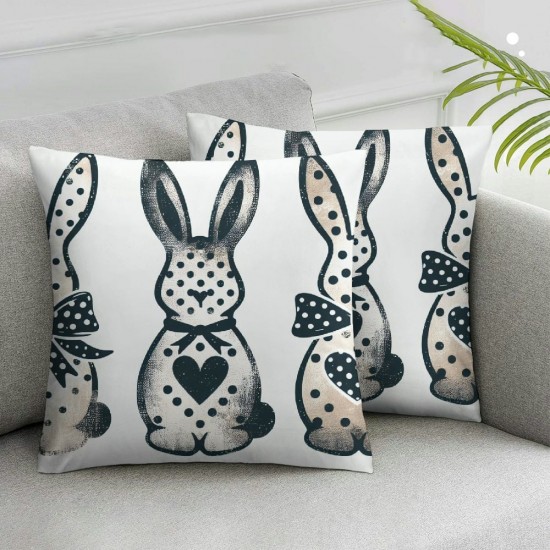 Ulloord Love Heart Throw Pillow Cover, Bow Rabbit Cushion Case Decoration for Sofa Couch