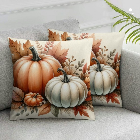 Ulloord  Throw Pillow Covers, Autumn Thanksgiving Harvest Orange Eucalyptus Decorations for Sofa Couch