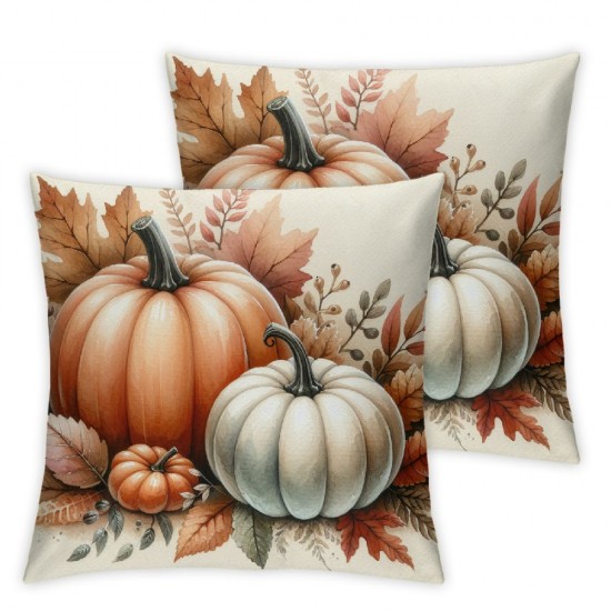 Ulloord  Throw Pillow Covers, Autumn Thanksgiving Harvest Orange Eucalyptus Decorations for Sofa Couch