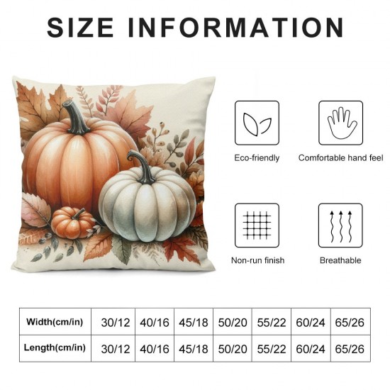 Ulloord  Throw Pillow Covers, Autumn Thanksgiving Harvest Orange Eucalyptus Decorations for Sofa Couch