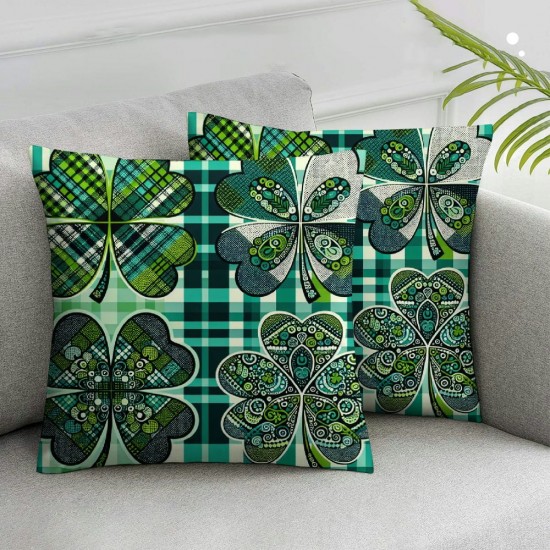 Ulloord St Patricks Day Grey Green Throw Pillow Cover, Polka Dot Cushion Case Decoration for Sofa Couch