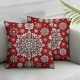 Ulloord Merry Christmas Hello Winter Snowflake Red Throw Pillow Cover, Winter Holiday Cushion Case Decoration for Sofa Couch