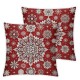 Ulloord Merry Christmas Hello Winter Snowflake Red Throw Pillow Cover, Winter Holiday Cushion Case Decoration for Sofa Couch