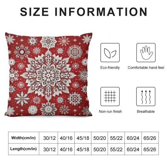 Ulloord Merry Christmas Hello Winter Snowflake Red Throw Pillow Cover, Winter Holiday Cushion Case Decoration for Sofa Couch