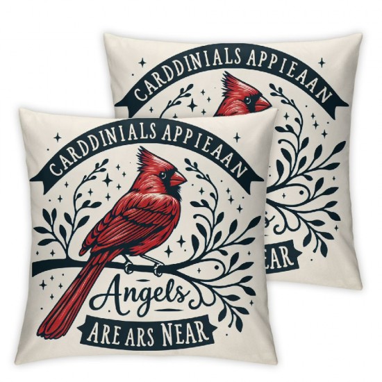 Ulloord Cardinalis Appear When are Near Throw Pillow Covers,Northern Cardinal Daily Life in Memory Commemorate Cushion Case for Sofa Couch